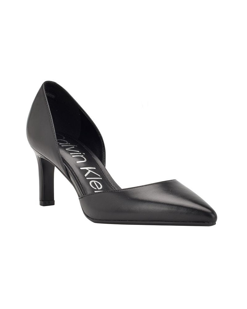 Women's Laza Kitten Heel Slip-on Dress Pumps Black $27.57 Shoes