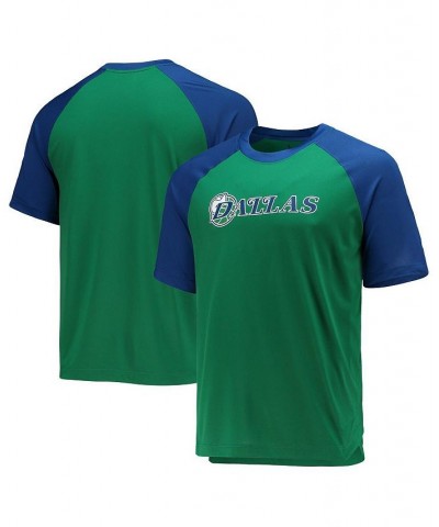 Men's Green, Blue Dallas Mavericks 2021/22 City Edition Pregame Warmup Shooting Raglan Performance T-shirt $28.55 T-Shirts