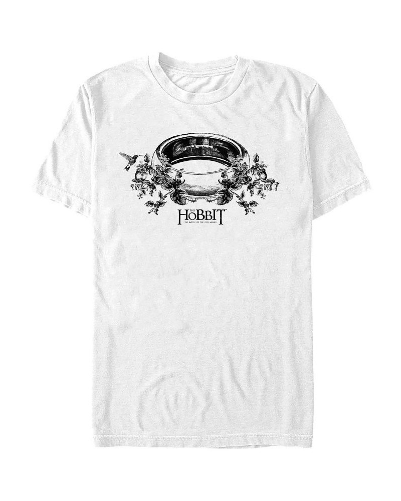 Men's The Hobbit 3 Illustrated Power Short Sleeve T-shirt White $20.29 T-Shirts