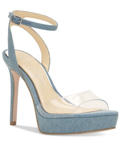 Camisha Ankle-Strap Platform Sandals Blue $38.15 Shoes