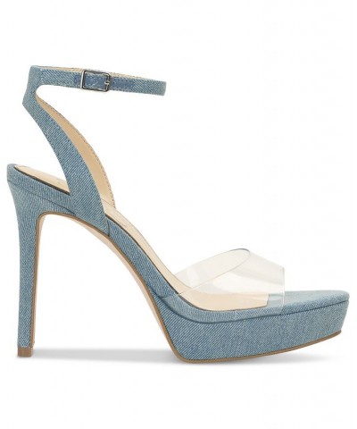 Camisha Ankle-Strap Platform Sandals Blue $38.15 Shoes