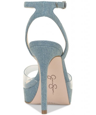 Camisha Ankle-Strap Platform Sandals Blue $38.15 Shoes