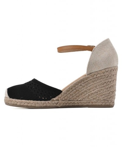 Women's Maven Espadrille Wedges Black $41.83 Shoes