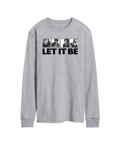 Men's The Beatles Let It Be Long Sleeve T-shirt Gray $21.84 T-Shirts