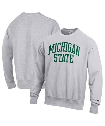 Men's Heathered Gray Michigan State Spartans Arch Reverse Weave Pullover Sweatshirt $34.00 Sweatshirt