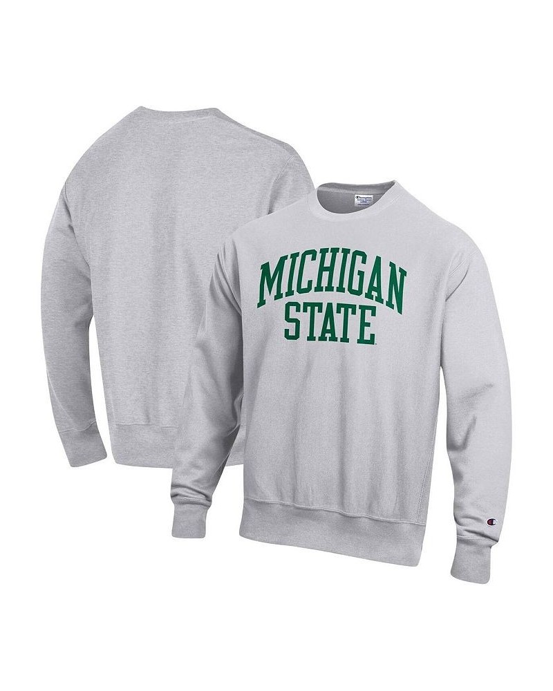 Men's Heathered Gray Michigan State Spartans Arch Reverse Weave Pullover Sweatshirt $34.00 Sweatshirt