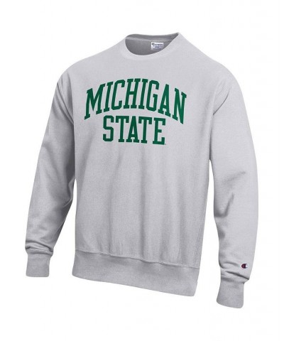 Men's Heathered Gray Michigan State Spartans Arch Reverse Weave Pullover Sweatshirt $34.00 Sweatshirt