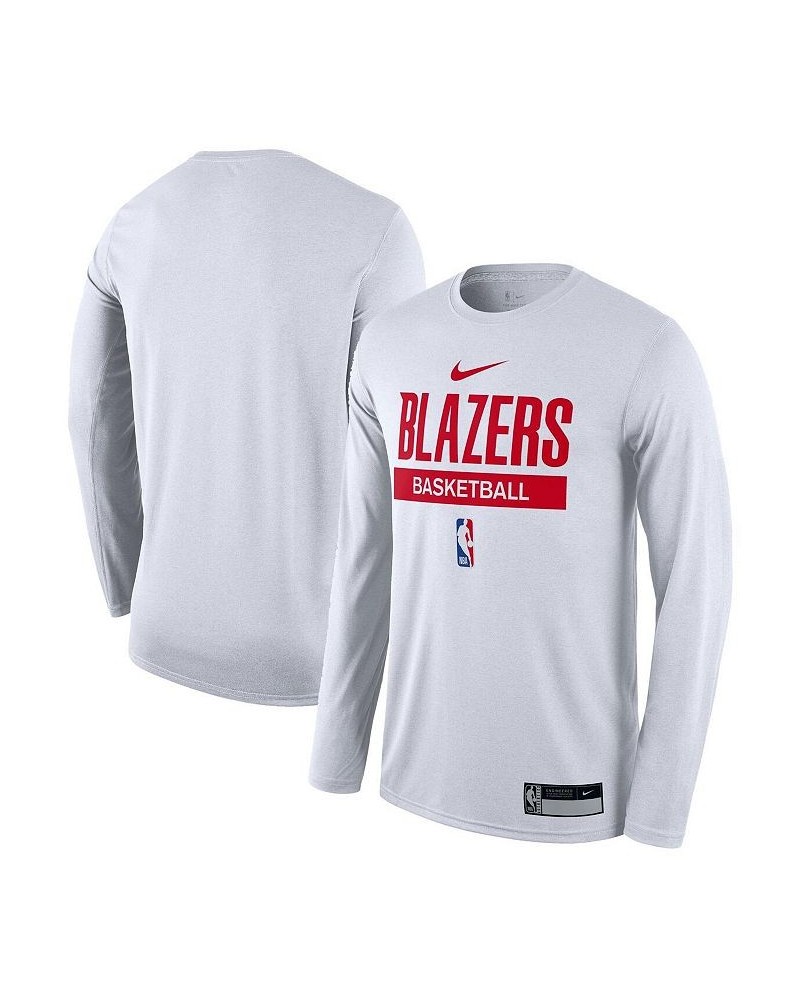 Men's White Portland Trail Blazers 2022/23 Legend On-Court Practice Performance Long Sleeve T-shirt $17.63 T-Shirts