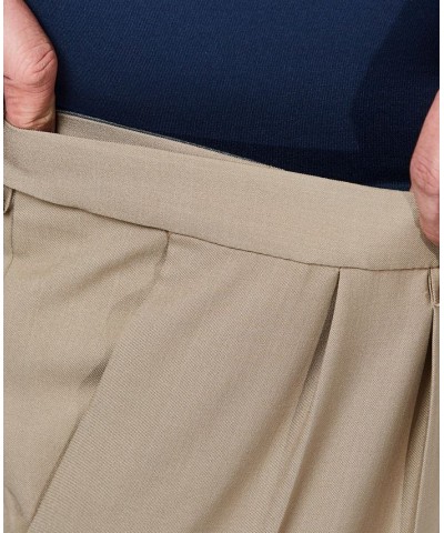 Men's Big & Tall Premium Comfort Stretch Classic-Fit Solid Pleated Dress Pants Tan/Beige $28.59 Pants