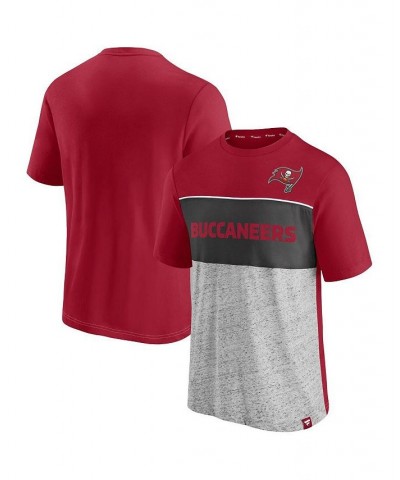 Men's Red, Heather Gray Tampa Bay Buccaneers Colorblock T-shirt $18.00 T-Shirts