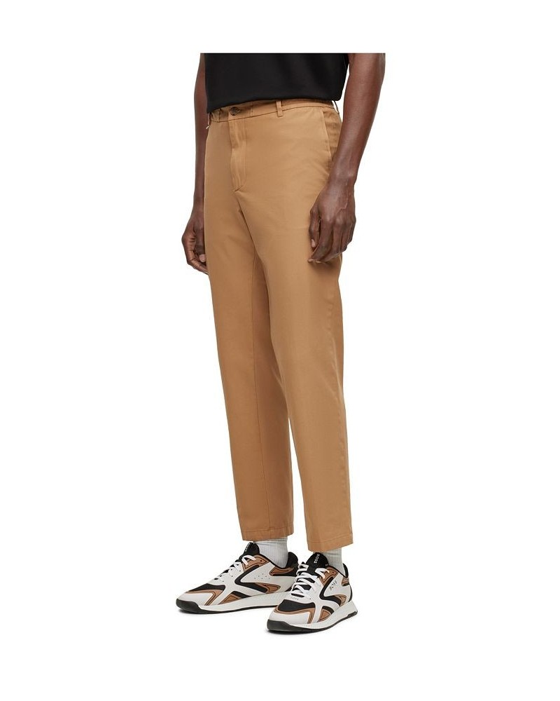 BOSS Men's Slim-Fit Cotton Blend Trousers Tan/Beige $66.56 Pants