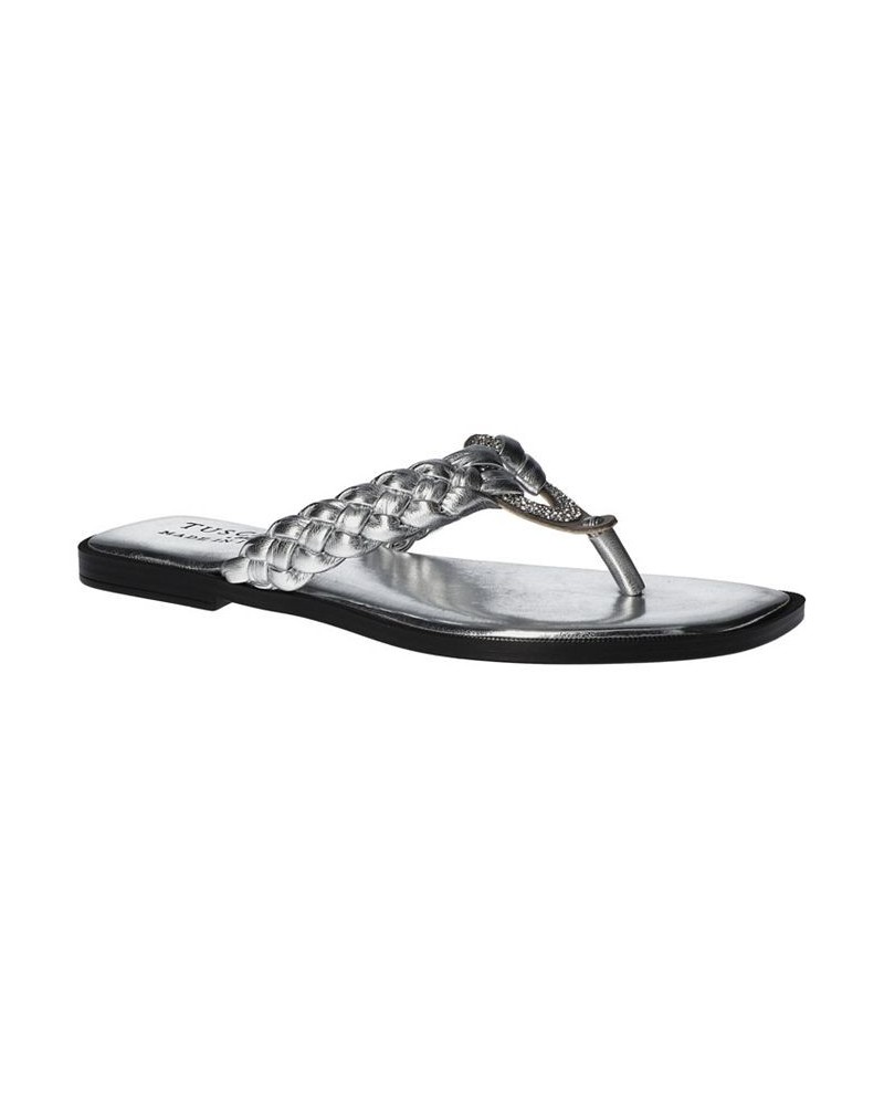 Women's Tuscany Coletta Square Toe Thong Sandals Gray $39.75 Shoes