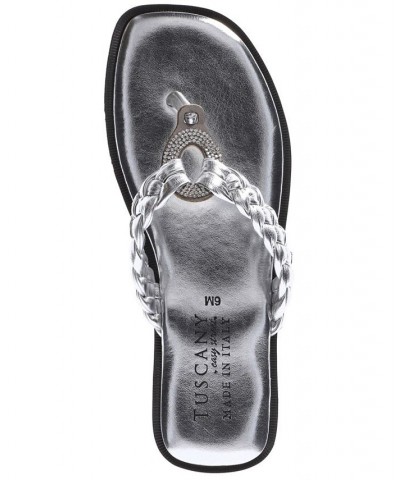 Women's Tuscany Coletta Square Toe Thong Sandals Gray $39.75 Shoes