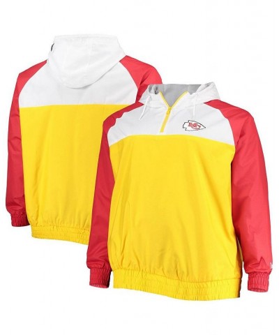 Men's Gold-Tone, Red Kansas City Chiefs Big and Tall League Raglan Quarter-Zip Hoodie $34.10 Sweatshirt