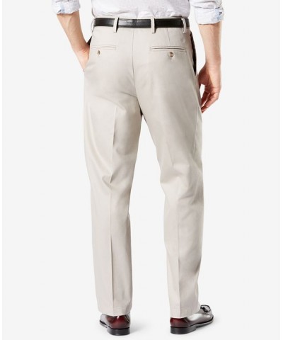 Men's Signature Lux Cotton Relaxed Fit Pleated Creased Stretch Khaki Pants White $32.99 Pants