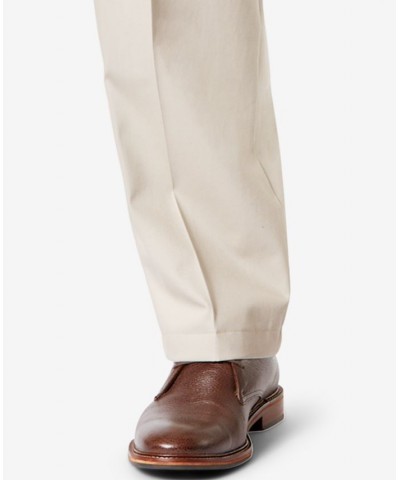 Men's Signature Lux Cotton Relaxed Fit Pleated Creased Stretch Khaki Pants White $32.99 Pants