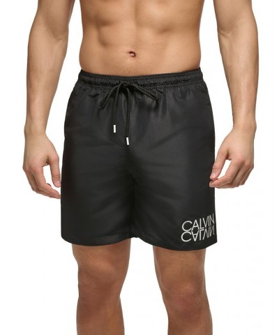 Men's Regular-Fit UPF 50+ Reflection Logo Swim Trunks Black $21.98 Swimsuits