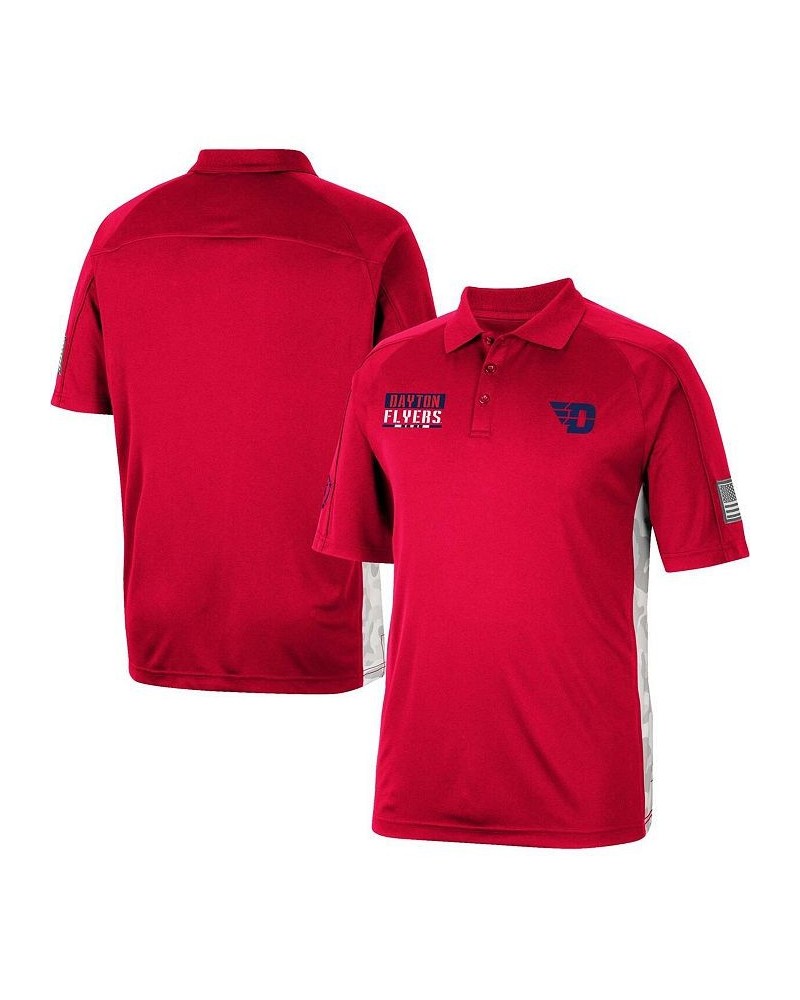 Men's Red Dayton Flyers OHT Military-Inspired Appreciation Snow Camo Polo Shirt $18.80 Polo Shirts