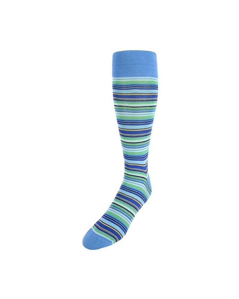 Brady Multi Stripe Mid-Calf Mercerized Cotton Socks Blue, green, yellow stripes $15.48 Socks