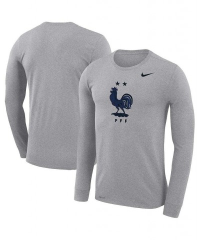 Men's Heather Gray France National Team Primary Logo Legend Performance Long Sleeve T-shirt $24.00 T-Shirts