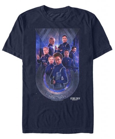 Star Trek Men's Discovery U.S.S. Discovery Starfleet Poster Short Sleeve T-Shirt Blue $16.45 T-Shirts