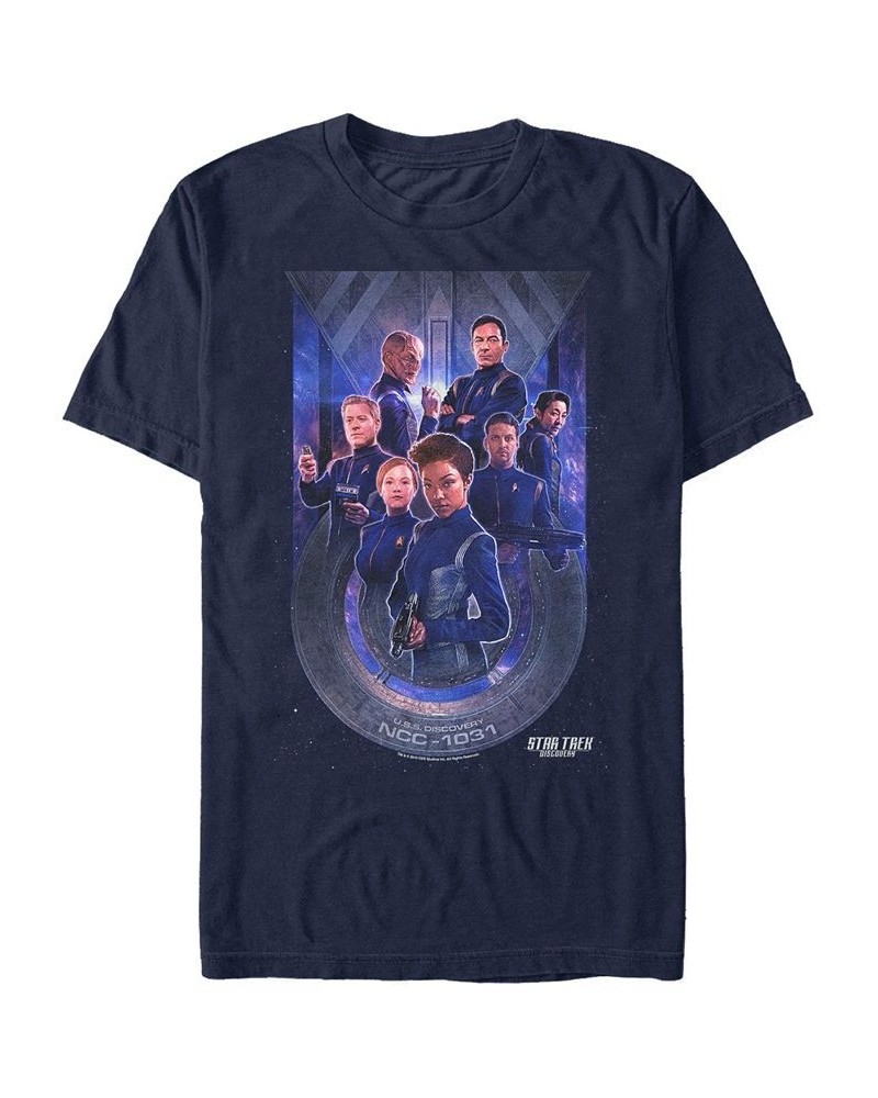 Star Trek Men's Discovery U.S.S. Discovery Starfleet Poster Short Sleeve T-Shirt Blue $16.45 T-Shirts