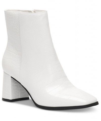 Women's Dasha Block-Heel Booties White $26.51 Shoes