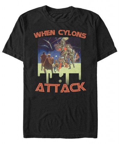 Battlestar Galactica Men's When Cylons Attack Short Sleeve T-Shirt Black $14.35 T-Shirts