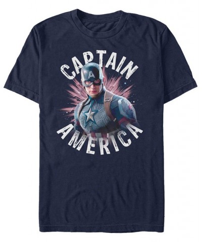 Marvel Men's Avengers Captain America Star Burst Short Sleeve T-Shirt Blue $17.84 T-Shirts