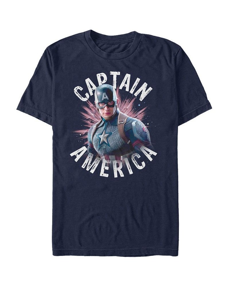 Marvel Men's Avengers Captain America Star Burst Short Sleeve T-Shirt Blue $17.84 T-Shirts