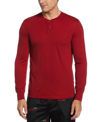 Men's Solid Henley Sleep Shirt Red $12.22 Pajama