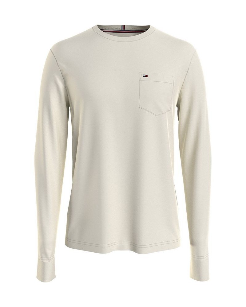 Men's Tommy Crew Neck Long Sleeve Tee White $21.08 T-Shirts