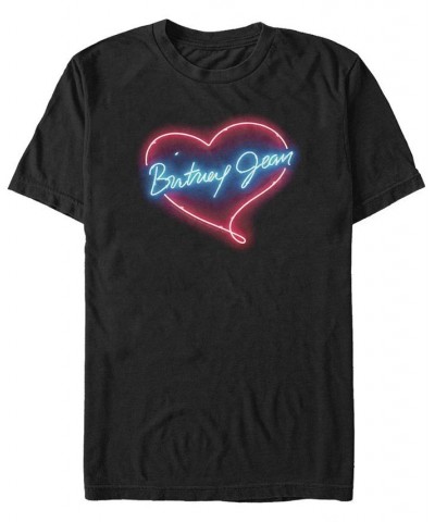 Britney Spears Men's Neon Britney Jean Logo Short Sleeve T-Shirt Black $19.24 T-Shirts