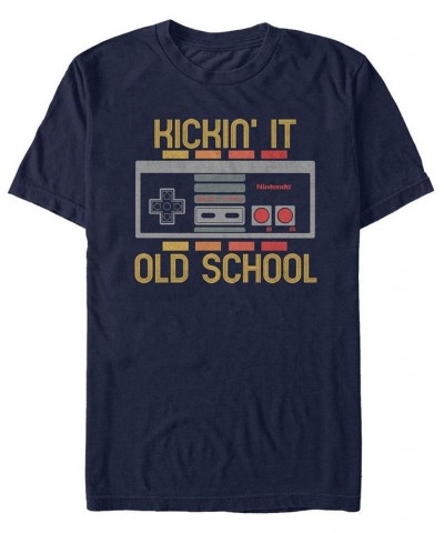 Nintendo Men's Classic NES Kickin It Old School Controller T-Shirt Blue $15.05 T-Shirts