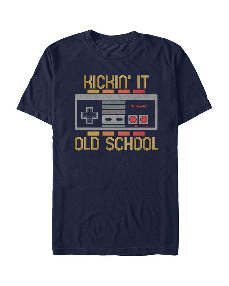 Nintendo Men's Classic NES Kickin It Old School Controller T-Shirt Blue $15.05 T-Shirts