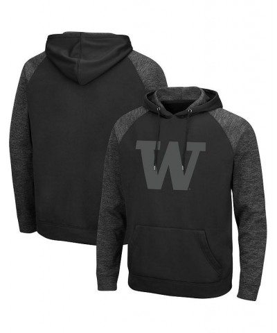 Men's Black Washington Huskies Blackout 3.0 Tonal Raglan Pullover Hoodie $35.69 Sweatshirt