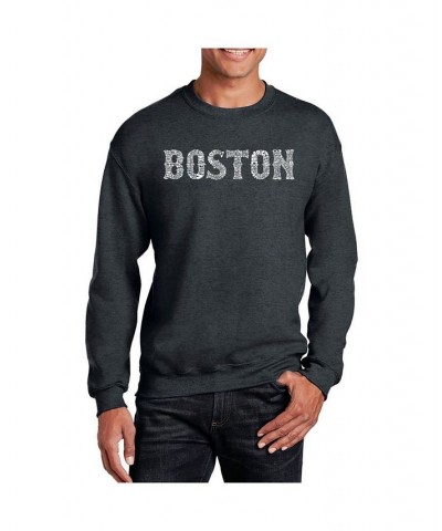 Men's Word Art Boston Neighborhoods Crewneck Sweatshirt Gray $25.99 Sweatshirt