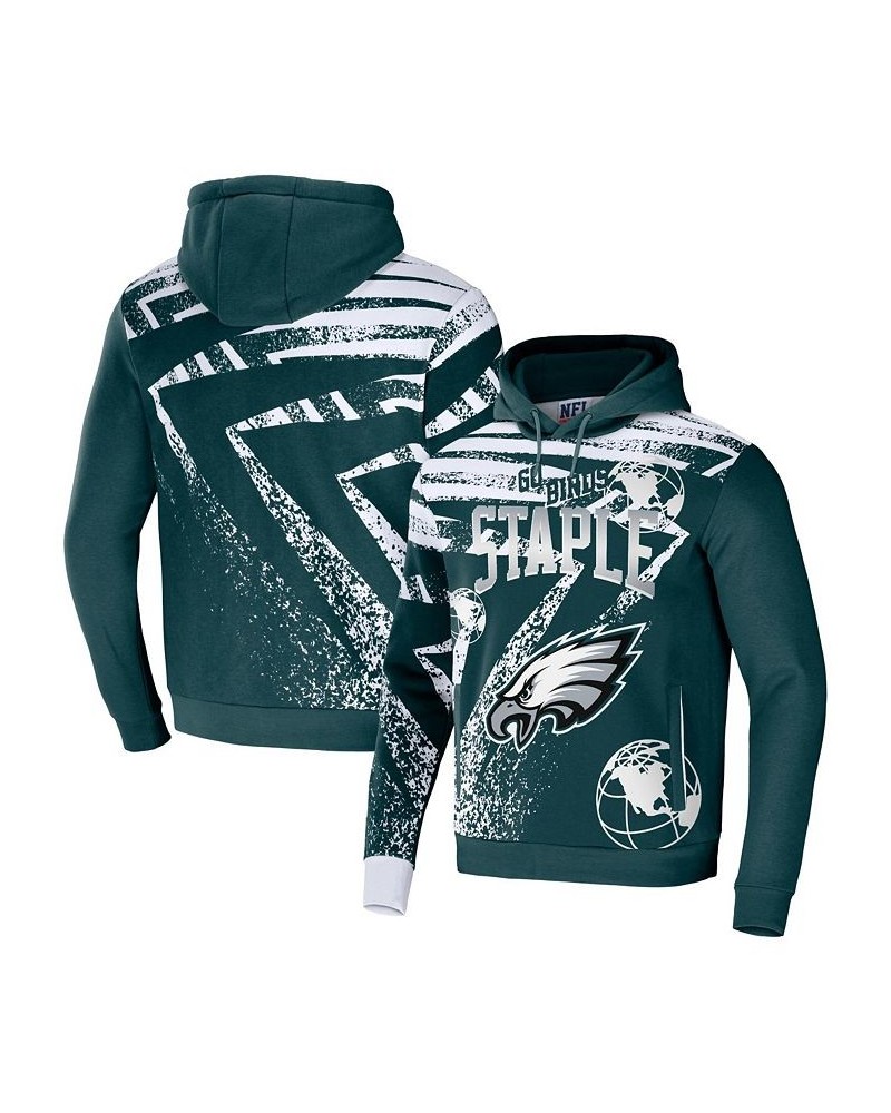 Men's NFL X Staple Green Philadelphia Eagles Team Slogan All Over Print Pullover Hoodie $32.20 Sweatshirt