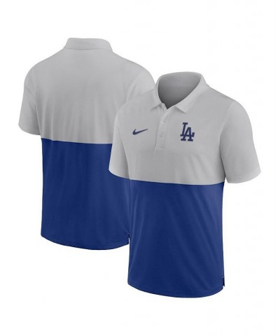 Men's Silver, Royal Los Angeles Dodgers Team Baseline Striped Performance Polo Shirt $34.40 Polo Shirts