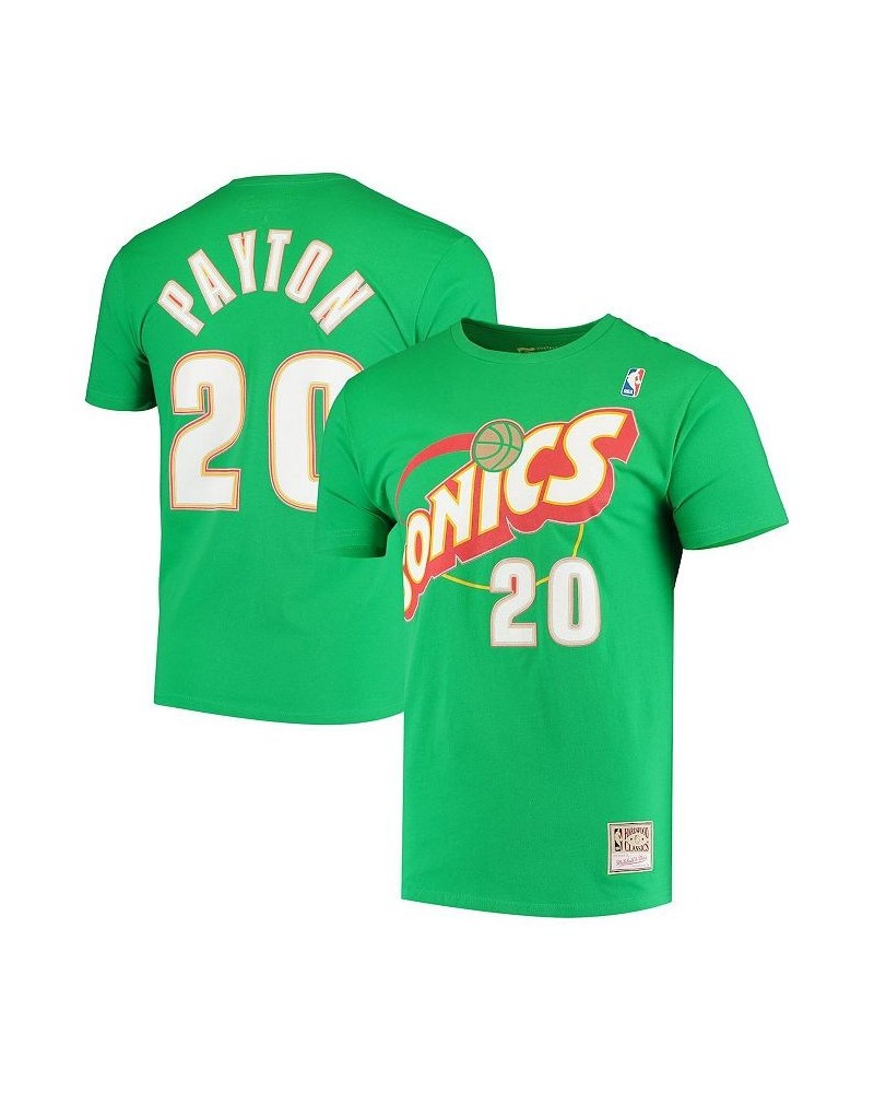 Men's Gary Payton Green Seattle SuperSonics Hardwood Classics Stitch Name and Number T-shirt $26.40 T-Shirts