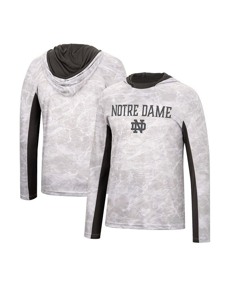 Men's White Notre Dame Fighting Irish Mossy Oak SPF 50 Performance Long Sleeve Hoodie T-shirt $29.90 T-Shirts