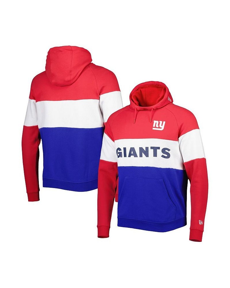 Men's Royal and Red New York Giants Colorblock Throwback Pullover Hoodie $40.80 Sweatshirt