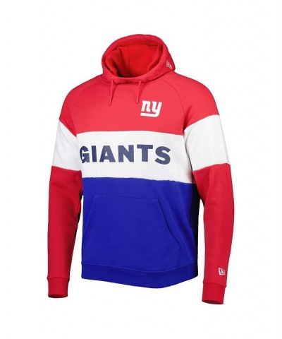 Men's Royal and Red New York Giants Colorblock Throwback Pullover Hoodie $40.80 Sweatshirt