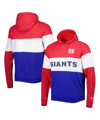 Men's Royal and Red New York Giants Colorblock Throwback Pullover Hoodie $40.80 Sweatshirt