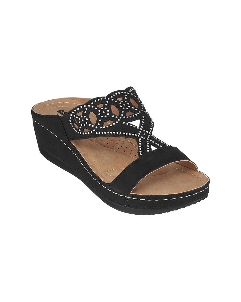 Women's Ganni Wedge Sandals Black $36.00 Shoes