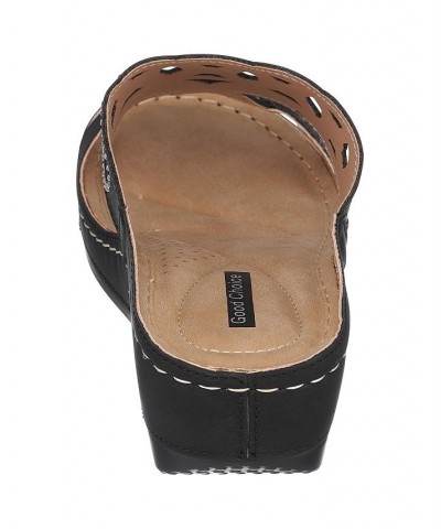 Women's Ganni Wedge Sandals Black $36.00 Shoes