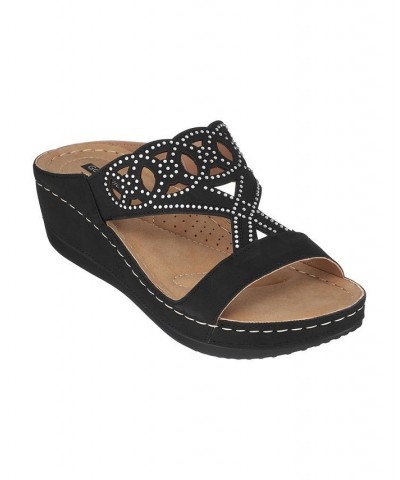 Women's Ganni Wedge Sandals Black $36.00 Shoes