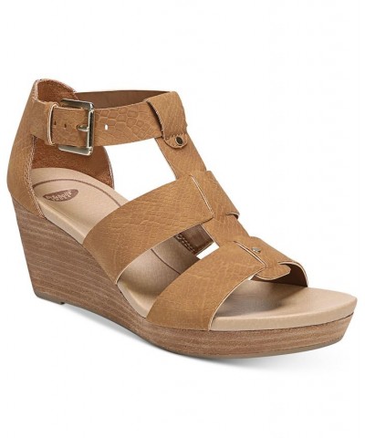 Women's Barton-Wedge Sandals Brown $31.50 Shoes