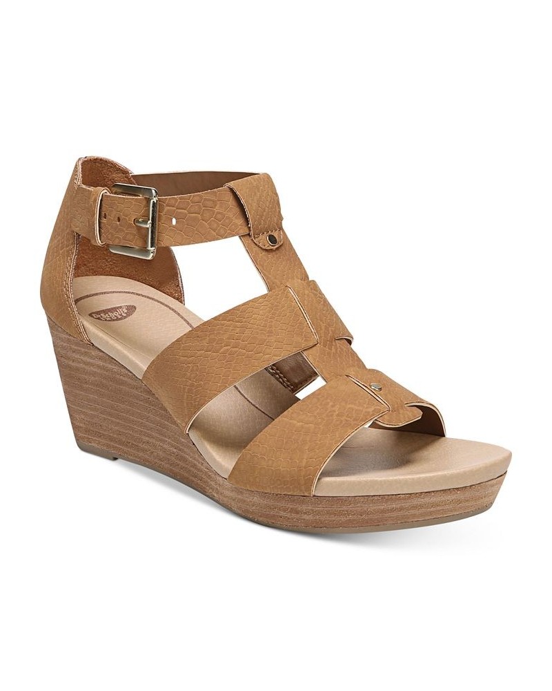 Women's Barton-Wedge Sandals Brown $31.50 Shoes