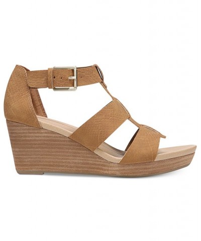 Women's Barton-Wedge Sandals Brown $31.50 Shoes